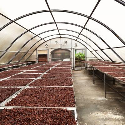 China Drying Greenhouse With PC Board And Ventilation Greenhouse Metal Frame Temperature Regulated for sale