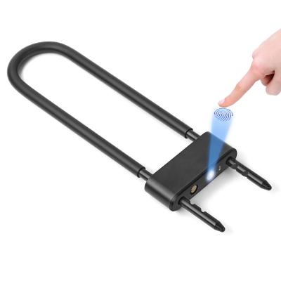China Bikes Anti Theft Bicycle Fingerprint Padlock Waterproof U Lock Strong Lock Function For Electric Scooter Motorcycle Bike for sale