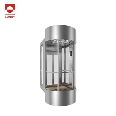 China Guided Lifts Semicircle Panorama Elevator High Speed Hairline Stainless Steel For Passenger Elevator for sale