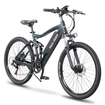 China Aluminum Alloy 48V 350W 10AH 7 Speed Full Suspension Aluminum Alloy Frame Sight City E Bike Electric Mountain Bike for sale