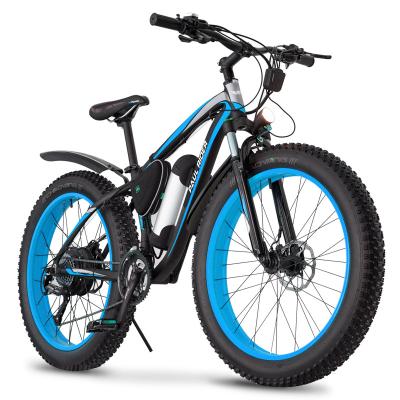 China Inch 48V 350W 500W 750W Electric Bike Aluminum Alloy 7 Speed 26 Hydrid Bike Fat Tire Mountain Offroad Tire for sale