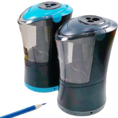 China 2018 Multifuctional Technology 3+ Electric Pencil Sharpener For Children JD3018-3 Three Hole 6-12MM LED USB Helical Blade Electric Pencil Sharpener for sale