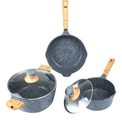 China Minimalist 5 Piece Cookware Set Aluminum Alloy Cookware Non-Stick Bakelite Handle Cookware Sets for sale