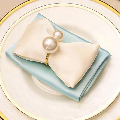 China Wholesale Viable High Quality Napkin Rings Pearl Round Silver Gold Rose Gold Napkin Buckles Metal For Wedding for sale