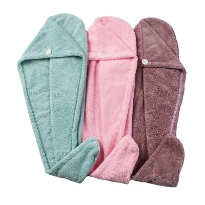 China QUICK DRY Dry Thick Hair Towel Microfiber Polyester Flannel Wisp Bath Hand Turban For Adult Women Super Absorbent Quick Dry Soft for sale