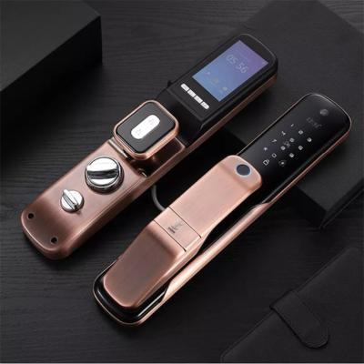 China Hotel WIFI Voice Intercom Video Camera Fingerprint Smart Door Lock Biometric Door Lock with Yoosee Tuya APP RFID Card for sale