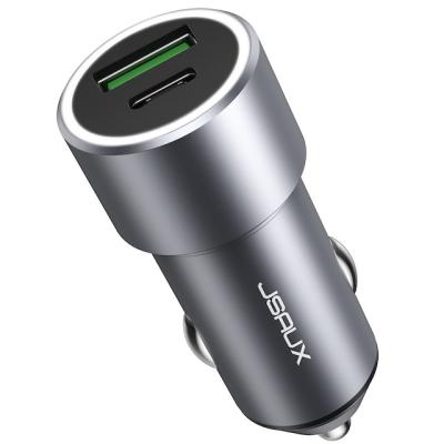 China Motorcycle/Scooter JSAUX 2022 Dual Ports 38W Max Aluminum Alloy 1A1C Smart Palladium Charging Universal Car Charger Mini USB QC3.0 Quick Charge 2 for sale