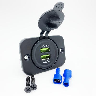 China Car/boat/mobile phone/RV etc…. New Design QC 3.0 USB Mobile Phone Socket Waterproof Quick Charger Dual Port Car Charger For Car Boat for sale
