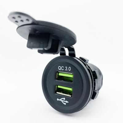 China Universal Newest 12v Car Charger Dual USB Ports QC 3.0 Fast Charging Car Charger For Mobile Phones Car Boat for sale