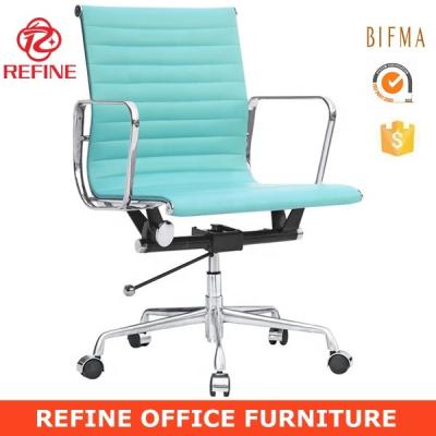 China (Height)Adjustable Swivel Low Back Modern Blue Leather Office Chairs RF-S072H for sale