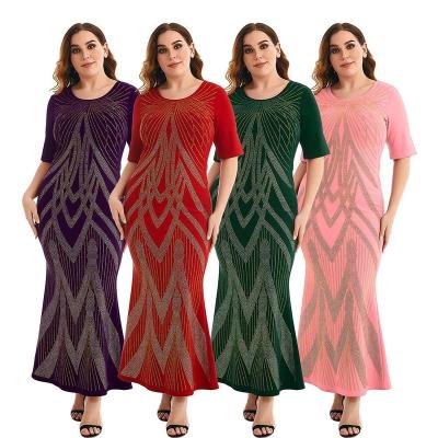 China Washable Plus-size women's 2023 new European pleated solid color loose plus-size long women's dress for sale