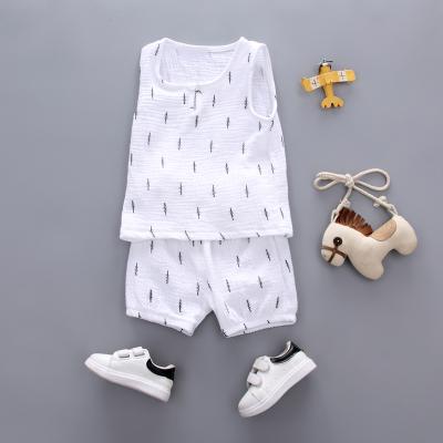 China Boys Clothing Eco - Friendly Canvas / Cotton Pure Color Printed Vest Sets Casual Comfort Kids Clothes Little Boys Wear for sale