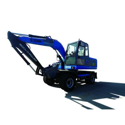 China No Pollution Construction CATL Lithium Battery SOCMA 8t Wheel Electric Excavator for sale