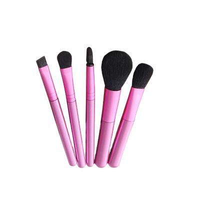 China Angular Blush HZM High Quality Luxury Makeup Brushes Professional Private Label Custom Logo 5pcs Pink Makeup Brush Set for sale