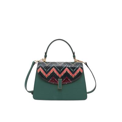 China Daily Life& Workplace Luxury Ladies Armor Green Colorful Print Pattern Embossed Leather Cross - Body Bags Handbags for sale
