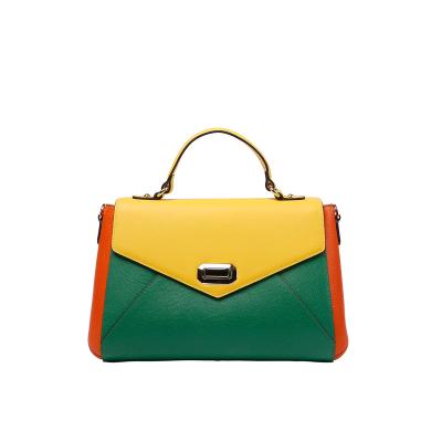 China Customized Stylish Fashion Handbags Leather Women Cross - Body Bags Contrast Color Messenger Briefcase for sale