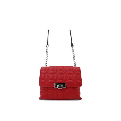 China Fashion red color round thread cross - body ladies whip handbags matel leather chain shoulder bags for sale