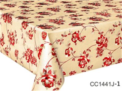 China El cubrir del PVC del mantel del tejido de poliester fácil limpiar la cubierta de tabla del plástico transparente del mantel en venta
