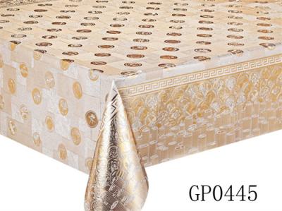 China Mantel de grabación en relieve inferior de plata de oro del Pvc con la hoja limpia fácil del tejido de fondo del hilado en venta