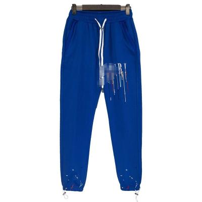 China 100% Cotton Fashion Trend Brand Street Style Embroidered Painted Street Style Brand High Street Blue Pants With Lovers Pants for sale