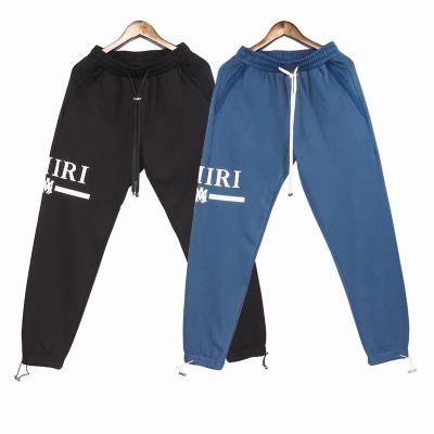 China 100% Cotton High Street Fashion Brand Street Style Letter Logo Pants Hoodie Suit Blue for sale
