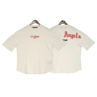 China HIGH STREET Fashion Trend Brand PLAM Street Red LOGO Foam Print Men and Women Style Loose Sleeves Beige T-Shirt for sale