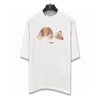 China HIGH STREET fashion trend brand PLAM thickened bear wide pink cutout neckline bone version cotton monogram printing short T-shirt for sale