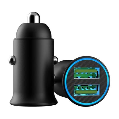 China Universal USB Car Charger, Dual QC3.0 Port 60W All Metal Fast Car Charger Adapter Mini Cigarette Lighter Usb Charger Fast Charging for sale