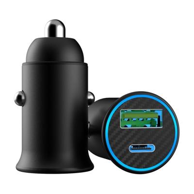 China Universal 2021 New Arrivals Dual Port Fast Charging Car Charger 2 Port Type-C Palladium And QC 3.0 Fast Car USB Charger Aluminum for sale