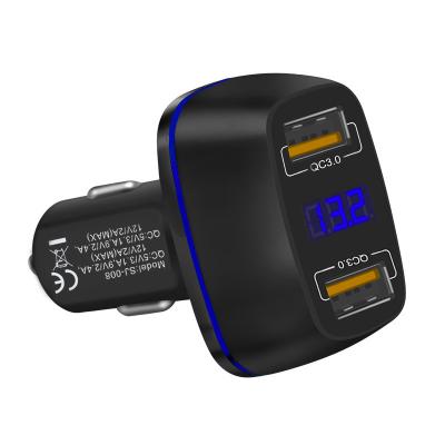 China Universal 2021 Car Mobile Left Hand Charger QC3.0 3.1A 2 Digital Car Accessories Fast Charging Drop Shipping for sale