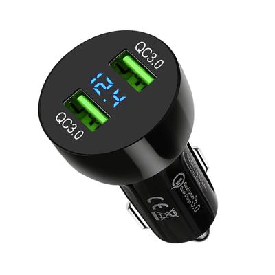 China Universal 2021 Mobile Phone Accessories Digital Car Charger QC3.0 3.1A 2 Left Car Charger USB Car Fast Charging Adapter for sale