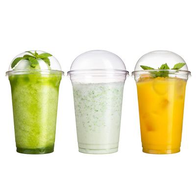 China 10/12/14/16/20/24oz transparent disposable shape u shape plastic boba cup with lid for sale