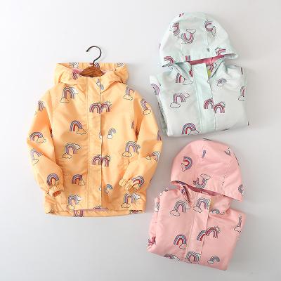 China Newest Breathable Yellow Winter Children Rainbow Printing Coats Girls Coats for sale
