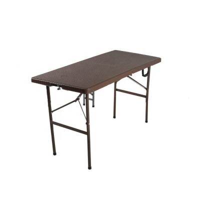 China Folded in Half 4FT Plastic Rattan Folding Tables for sale