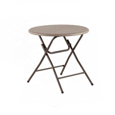 China 80cm Plastic Half Folded Rattan Around Folding Table for sale