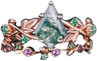 Chine Feuille inspirée naturelle solide Moss Agate Jewelry Cluster Emerald de Rose Gold 1.25ct aquatique à vendre
