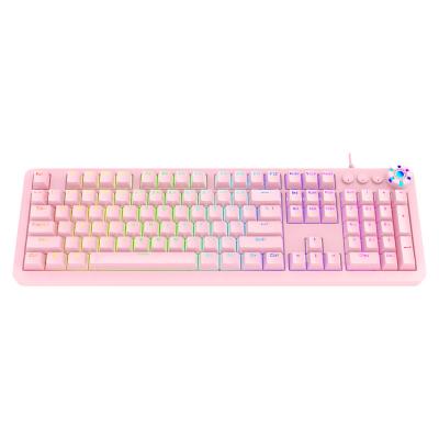 China Mechanical Pink Multimedia Button Design Rainbow Optical Keyboard for sale