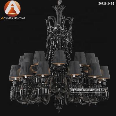 China Mid Century 24 Crystal Chandelier Light with Black Shade for sale