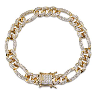China Hiphop jewelry buckle men's Miami Cuban bracelet with zircon hip-hop iron lock style gold plated bangle for sale