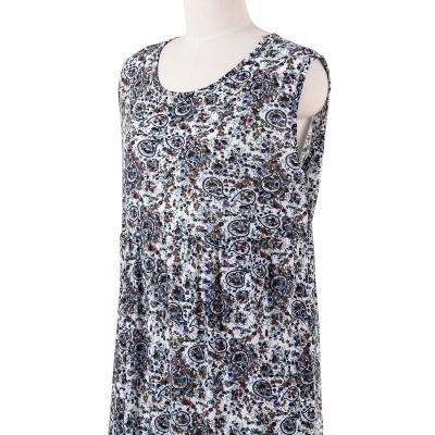 China Anti-wrinkle Vent Flower Sleeveless Ladies Dress For Women Casual Vintage Dresses Elegant Ladies Floral Print Dress for sale
