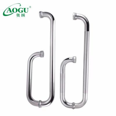 China Modern round stainless steel pull door handle g tube shape for thickened glass stainless steel shower door shower handle for sale