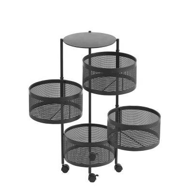 China Modern Kitchen Rotating 360 Degree Basket Fruit Vegetable Multi-function Storage Rack Shelf With Wheel for sale