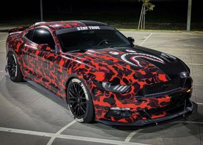 중국 Bape Ape Design Digital Vinyl Car Wrap Red And Black Camoflage ADT Tech 판매용