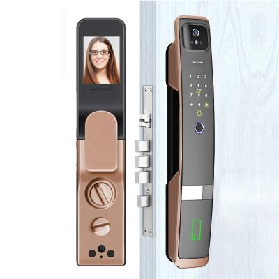 China Tuya APP 10 Languages Voice Tuya APP 10 Languages Voice Recognition Door Electronic Door Lock Wifi Keyless Fingerprint Password Lock With Camera for sale