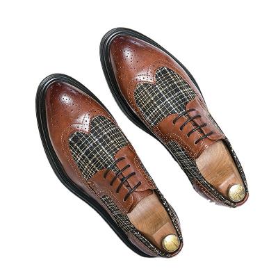 China Durable Mens Dress Oxford Shoes Fashion Brogue Genuine Leather Print Wedding Party Formal Business Shoes For Men Comfortable Leather Shoes for sale