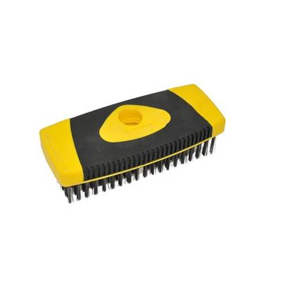 China Cleaner PP + TPR Material Yellow And Black Color Handle Carbon Steel Wire Scrub Brush For Cleaning And Polishing for sale