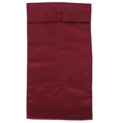 China Luxury Custom Embroidery Suede Velvet Button Jewelry Pouch for sale