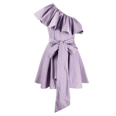 China 2021 latest design casual dresses sweet bow-knot anti-static oblique ruffle women's dresses off shoulder dress for sale