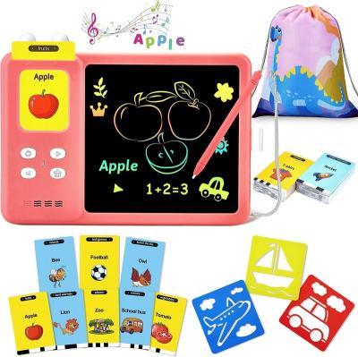 China Kids Coloring Toy/Talking Flash Cards 2 in 1 Flash Cards Learning Toy and LCD Writing Tablet for 2 3 4 5 6 Year Old Children Preschool Educational Gift for sale