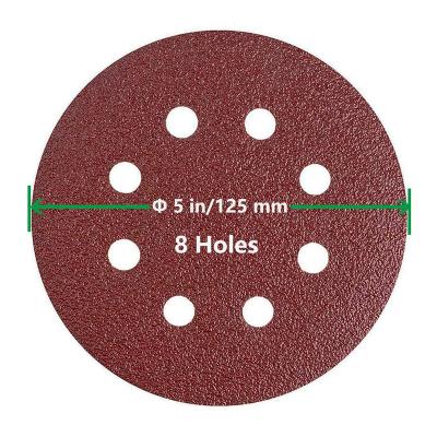 China For Automotive Ceramic Sandpaper Emery Paper Aluminum Oxide 5 Inch Disc Red Sanding Round Sand for sale